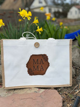 Load image into Gallery viewer, Canvas Jute Tote Bag - Custom Engraved Patch