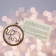 Load image into Gallery viewer, Elephant Friendship Gift, Elephant Ornament, Special Friend Keepsake, Sisterhood Ornament, Elephant Sisterhood Circle, Best Friend Gift, Story Card