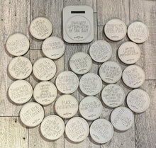 Load image into Gallery viewer, My Little Jar of Sweary Affirmations with DAILY SWEARY AFFIRMATION OF THE DAY STAND! Sweary affirmations, Inappropriate affirmations for your sassy friend, Sweary Affirmation Token set, Cheeky Positivity