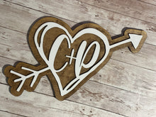 Load image into Gallery viewer, VALENTINE’S DAY! Personalized carved doodle heart with arrow PERSONALIZED sign