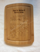 Load image into Gallery viewer, Customized Engraved Handwritten Keepsake Memorial Family Recipe Cutting Board