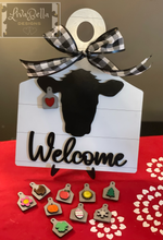 Load image into Gallery viewer, Interchangeable Cow or Pig Tag Welcome Sign, Farmhouse decor, welcome sign, pig tag sign, farm decor, cattle decor, Rodeo decor, western decor, cow