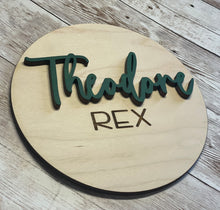Load image into Gallery viewer, 6” Newborn Sign, Newborn prop, Nursery Name, Wooden Baby Name Sign, Hospital Sign, Personalized name sign