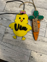 Load image into Gallery viewer, Carrot Easter Basket Tag - personalized name - laser cut/engraved
