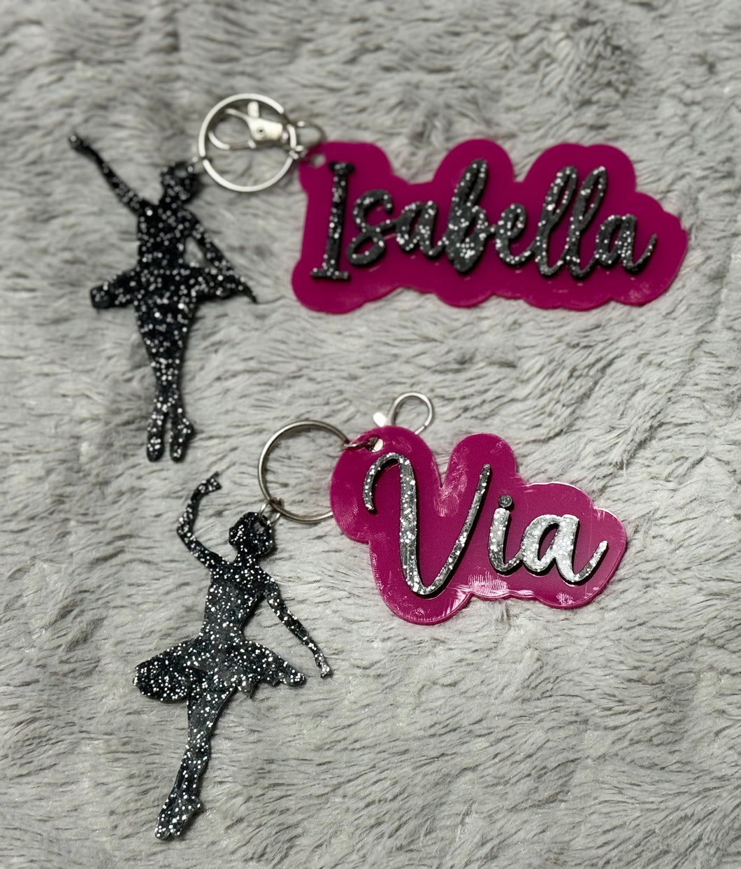 Personalized Keychains for Dance, Gymnastics, Skating or Sports Bag