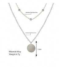 Load image into Gallery viewer, Women&#39;s Double Layer Locking Collar Chain With Vintage Simple Faux Pearl Chain &amp; Round Plate Pendant Necklace
