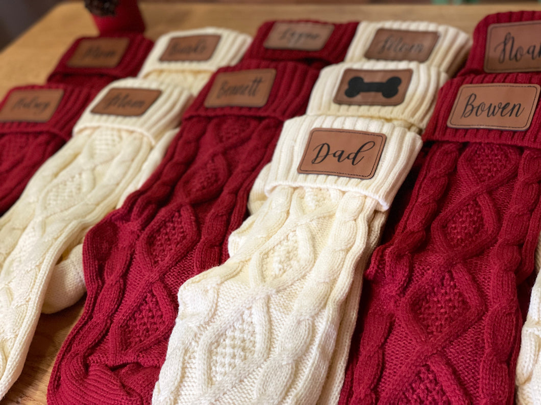 Personalized Patch Knit Christmas Stockings