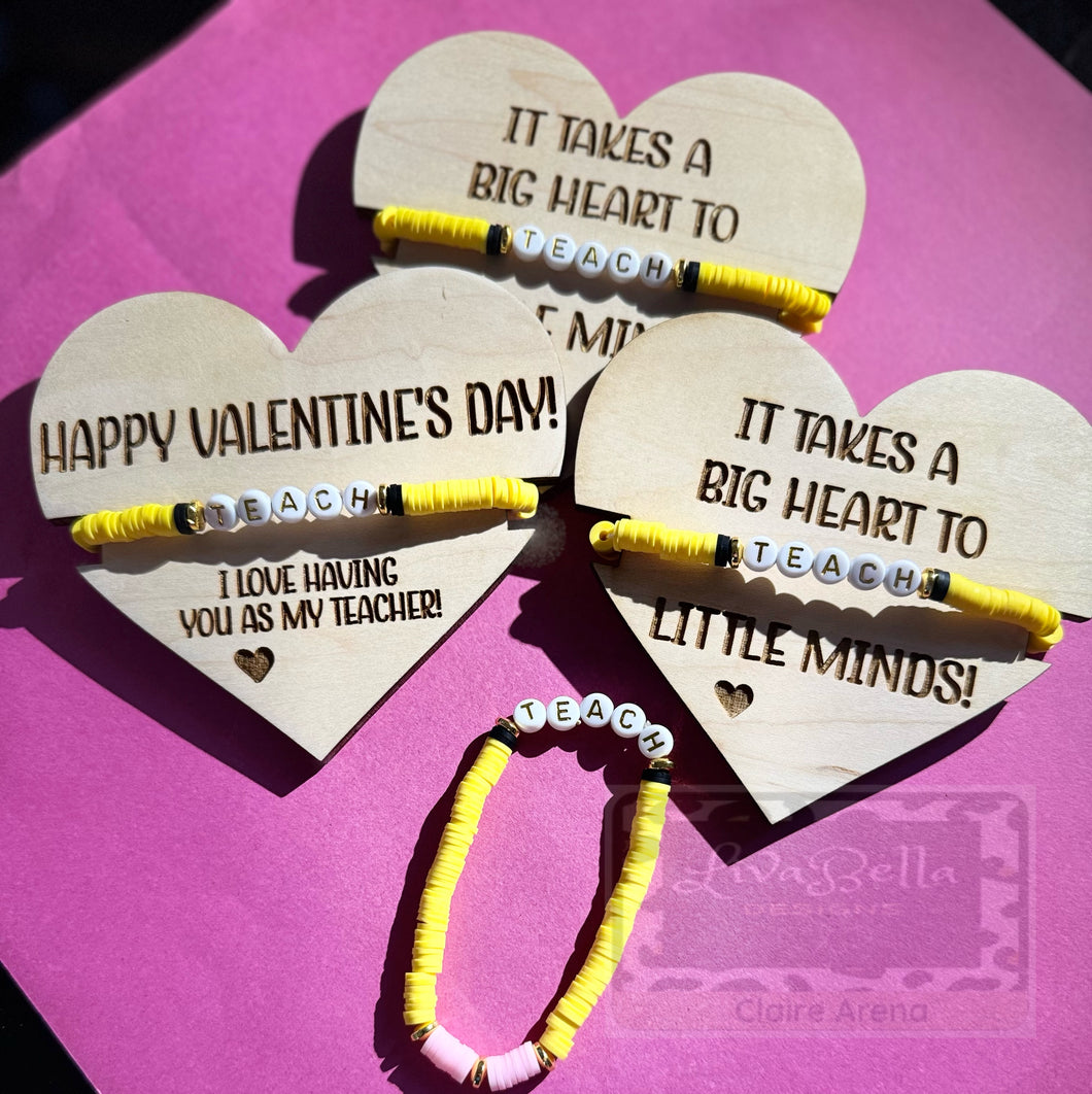 Teacher Heart Valentine Bracelet Gift