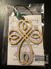 Load image into Gallery viewer, Irish Blessing Celtic Cross - Celtic Knot Ornament, Blessings Story Card, Car Charm, Irish Blessing Story Ornament
