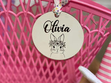 Load image into Gallery viewer, Easter Basket Tag - personalized name with bunny - laser engraved
