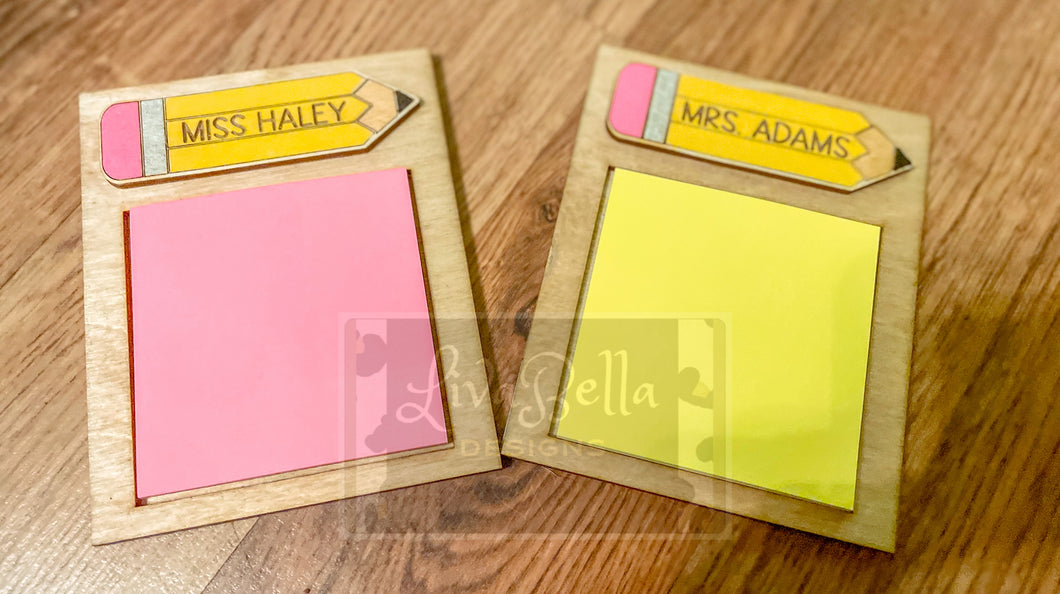 Post It / Sticky Note Pad Holder - Personalized- Perfect for teachers, coaches, nurse, aides, kids & more