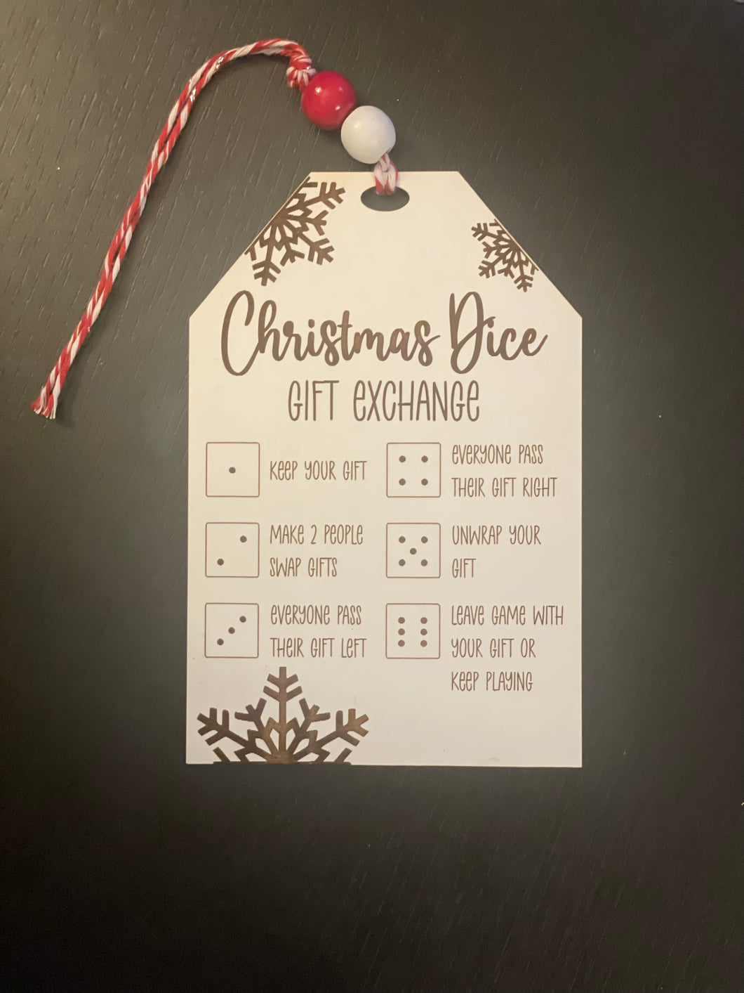 Christmas Dice Gift Exchange Tag/Directions