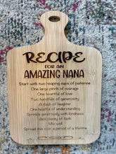 Load image into Gallery viewer, Engraved Cutting Board - Recipe for an Amazing Mom
