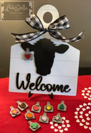 Interchangeable Cow or Pig Tag Welcome Sign, Farmhouse decor, welcome sign, pig tag sign, farm decor, cattle decor, Rodeo decor, western decor, cow