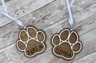 Pet Paw Ornament - Personalized