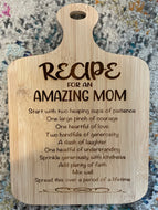 Engraved Cutting Board - Recipe for an Amazing Mom